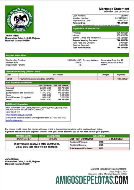 em branco Modelo Word e PDF de declaração de hipoteca do Banco de Desenvolvimento das Ilhas Marshall